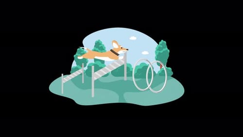 Animated Dog Agility Course Jump