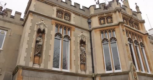 Low angle shot of Strawberry Hill House architecture in Twickenham, Greater London, England on a clo