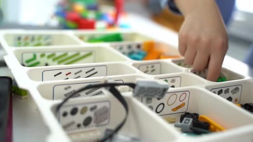 Robotics Programming Class Children Construct and Code Robot STEM Education Using Constructor
