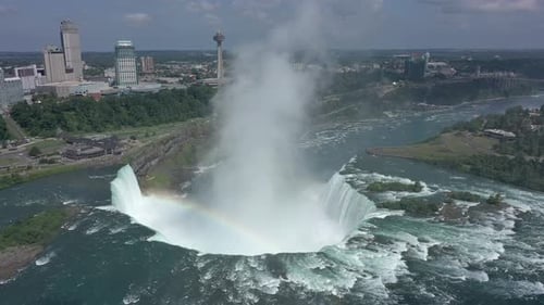 Aerial View of Niagara Falls and Rainbow