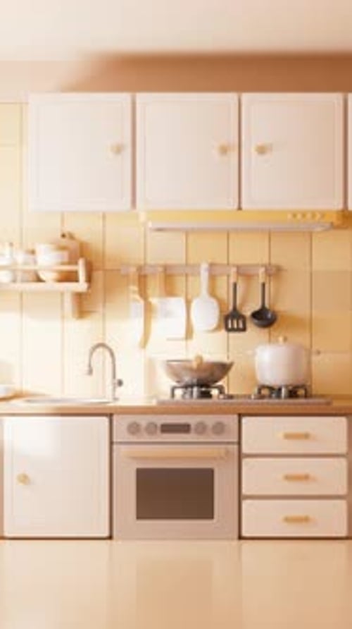 Minimalist Kitchen Cabinets Opening and Closing Animation