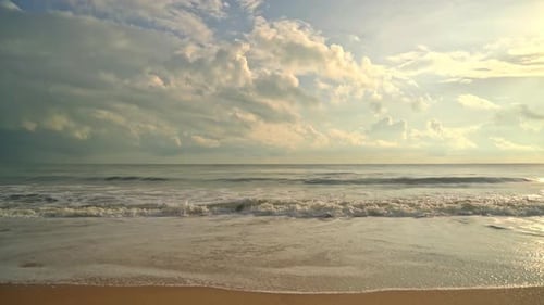 beautiful and empty beach sea at sunrise or sunset time