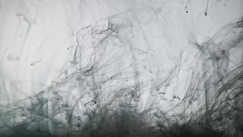 Dramatic Black Ink Diffusing in White Space