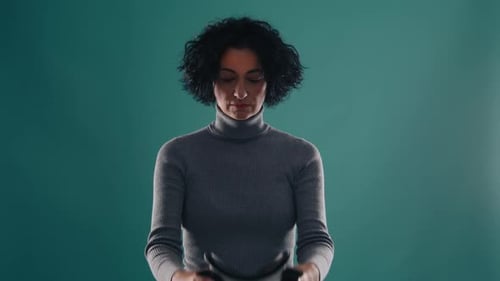 Woman Puts On Virtual Reality Headset