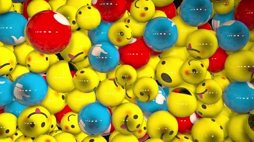 Falling Glossy 3D Social Media Emojis and Icons Loop