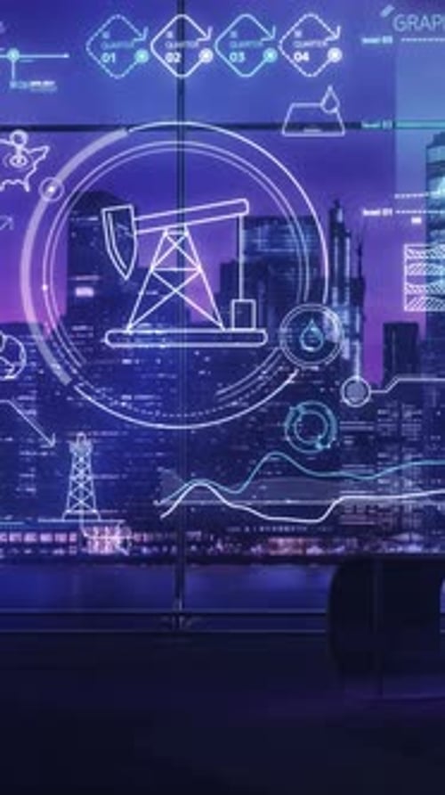 Hologram Infographics on the Theme of the Oil Industry