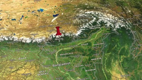Carte du Bhoutan : Pin Travel Location