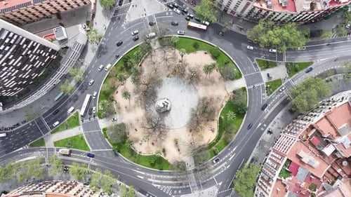 Scenic Roundabout at Barcelona in Catalonia Spain.