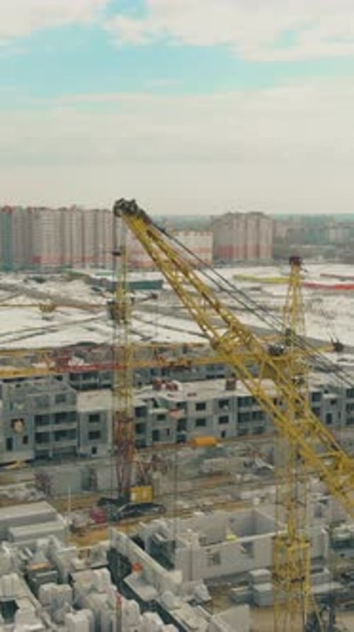 View of Undone Project with Yellow Construction Cranes