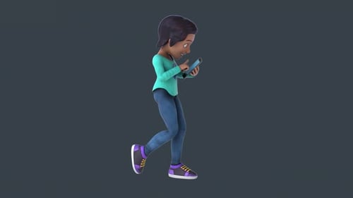 Girl runs while texting