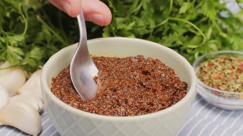 Chimichurri Sauce Green Argentinian Pesto Style Sauce Spices Beef Topping Marinade Parsley and