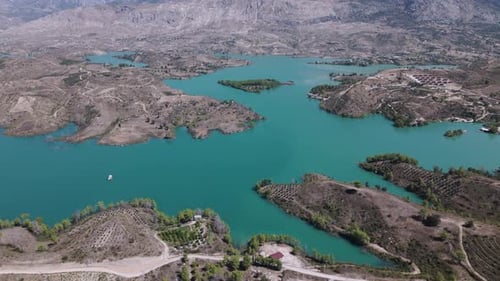 Beautiful Green Lake of the Taurus Mountains in Turkey - Aerial