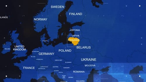 Futuristic World Map with Country Highlight and Glitch Effect