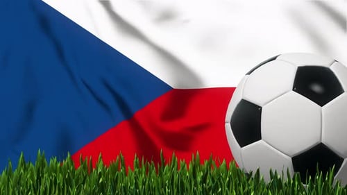 Football Background with Czech Republic Flag 4K Looped