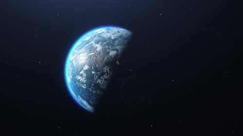 Earth Spinning Day to Night in Space 3D Animation