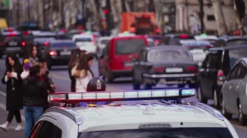 Police Car Emergency Lights Flashing