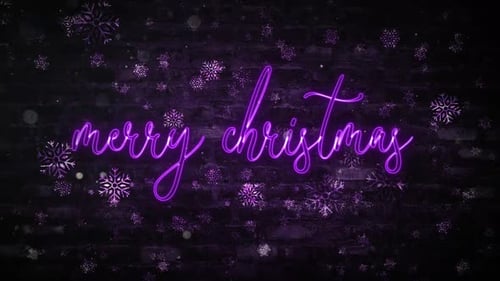 Frohe Weihnachten Violettes Neon mit Partikelstaub