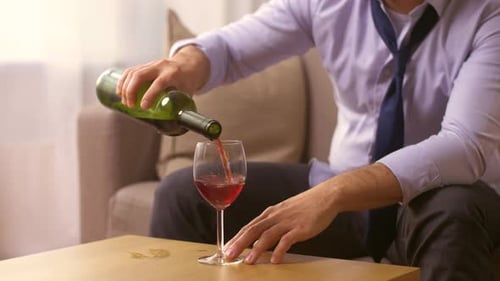 Alcoholism, Alcohol Addiction and People Concept - Close Up of Male Alcoholic