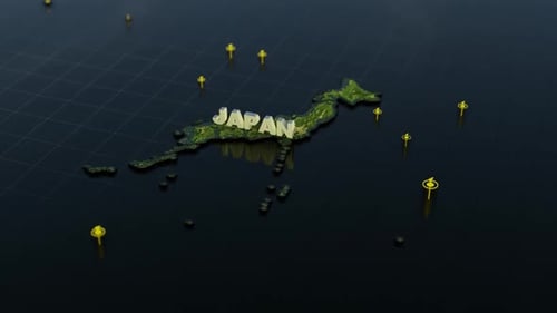 Japan 3D Map With Animation