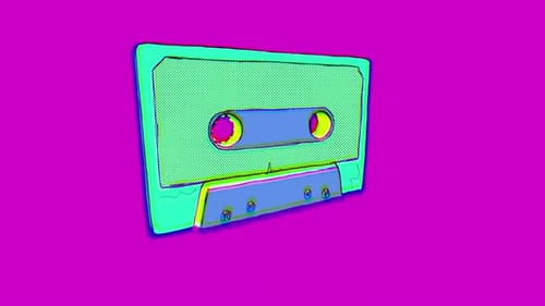 Neon Green & Blue Risograph Cassette Tape