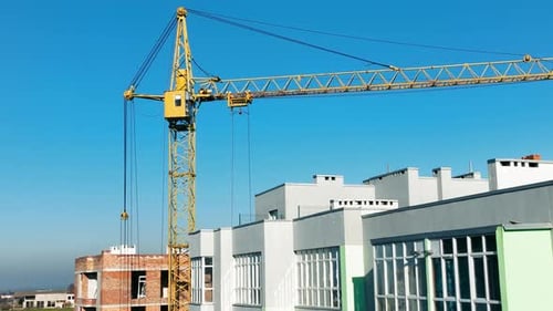 Work Of A Construction Crane On The Construction Of A Multistory Building