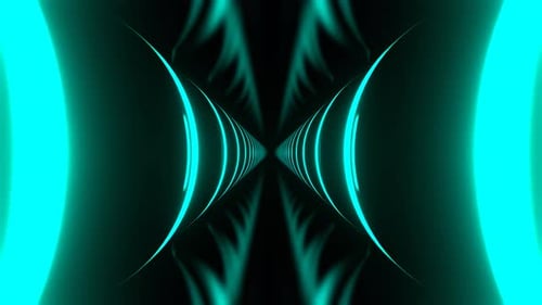 Turquoise And Red Neon Corridor With Round Glowing Shapes Background Vj Loop I 4K