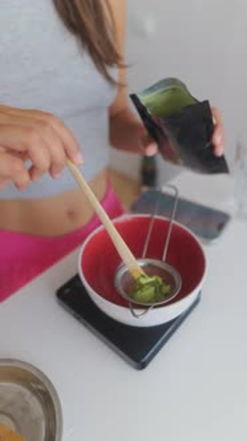 Matcha Sifting Preparation in Bright Home