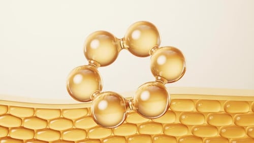 Animated Molecular Structure Interacting with Skin Cells