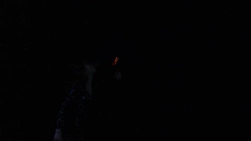 Woman Fire Breathing Performance in the Dark