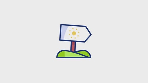 Animated Travel Signpost Icon with Directional Arrow