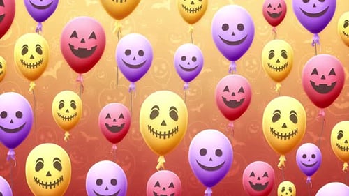 Animated Halloween Jack-o'-Lantern Balloons Seamless Loop Background
