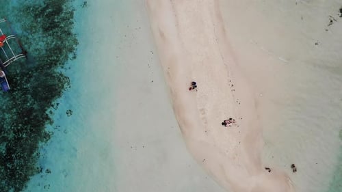 Aerial view of tropical beach on the Bulog Dos Island, Philippines. Beautiful tropical island with s