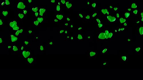 Animated green hearts falling down