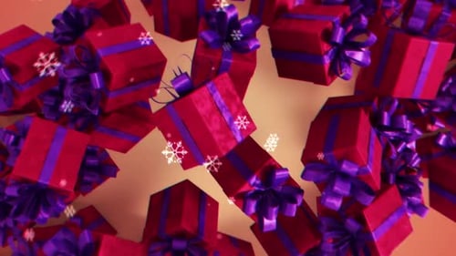 Christmas Gift Boxes and Snowflakes Looping Frame Background