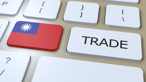 Taiwan Flag and Trade Button on a Modern Keyboard