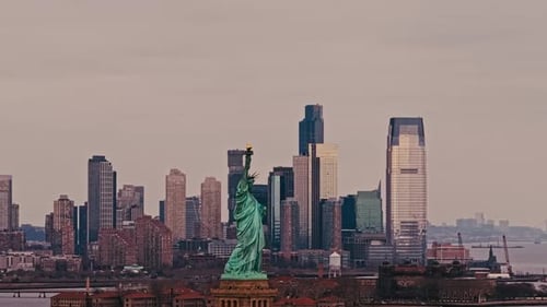 Liberty Statue Above New York City Liberty Statue Near New York City Harbor America New York City