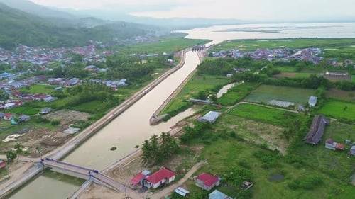 Aerial view of Countryside with Water Canal