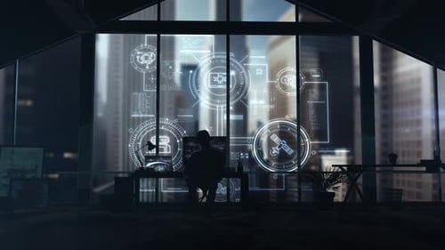 Programmer Working with AI Technologies in a Modern Office