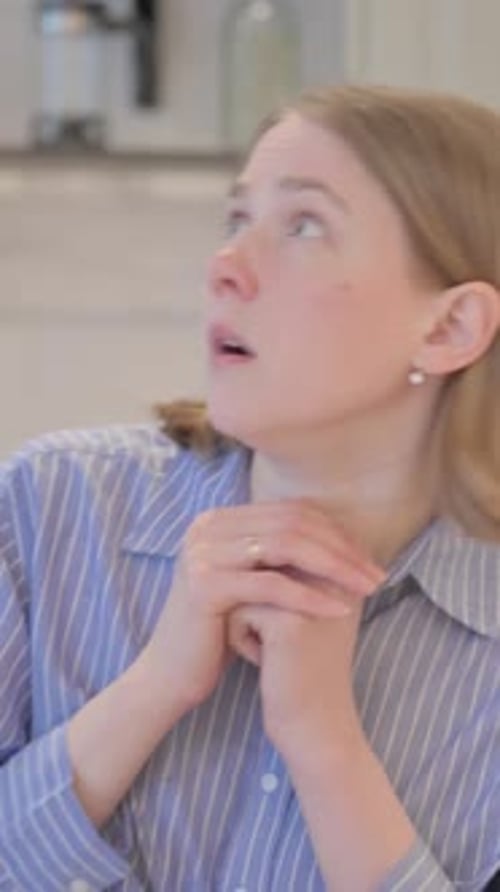 Portrait of Frighten Young Woman Feeling Afraid, vertical video