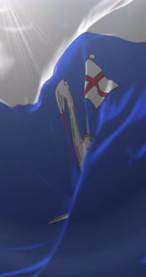Vertical Waving Flag with Stork and Cross Emblem