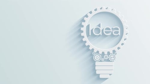 Una idea se procesa en una bombilla con mecanismo de engranaje