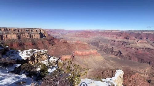 A Breathtaking Panoramic View of the Grand Canyon in the Winter Season Showcasing Its Deep Canyons
