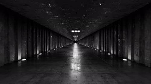 Dark Futuristic Tunnel Journey with Pulsating Lights