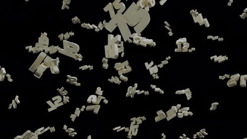 Falling 3D Numbers and Percent Signs Alpha Channel Loop