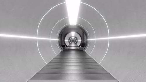 3D Animation Loop of Tunnel with Glowing Lights