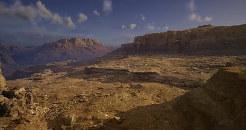 Vast Desert Landscape Showcases Rugged Terrain Under a Clear Sky