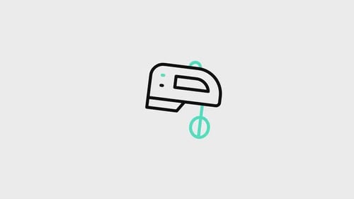 Animated Hand Mixer Line Art Icon Reveal