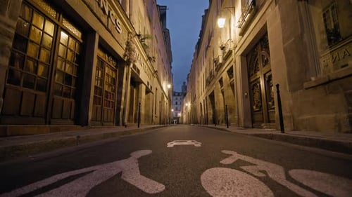 Urban Landscape of the Night Streets of Paris the Capital of France