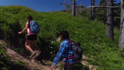 Couple Hiking On Sand Dunes At Beach