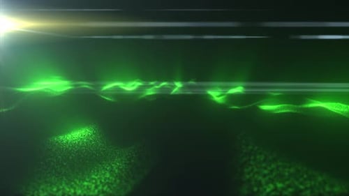 Green energy magic digital futuristic waves with light rays